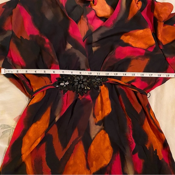 Anthropologie Tapemeasure Blouse XL Chiffon 3/4 Sleeve Embellished V-Neck - Picture 4 of 13